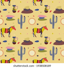 african seamless pattern background. African traditional tribal symbols seamless pattern for fabric, souvenir shop,  wrapping paper, t shirt print, summer party invitation etc vector flat illustration