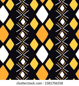 African seamless pattern with bogolanfini symbols.  Ethnic wallpaper for cover design. 