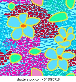 African seamless pattern floral vector background with abstract ornament yellow flowers.