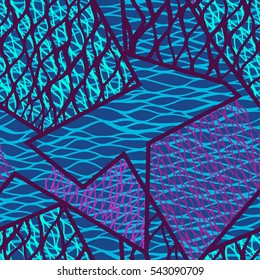 African seamless pattern geometric vector stripes chaotic abstract ornament tiles background.