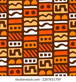 African seamless pattern. Hand stamp printing. Ethnic folk texture.