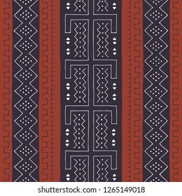 African seamless pattern. Traditional mud cloth, bogolan. Geometric design.