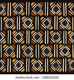 African seamless pattern. Traditional mud cloth, bogolan. Tribal fabric.