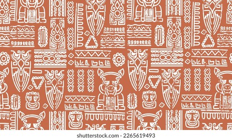African seamless pattern vector, hand drawn sketch indian line doodle. Retro design illustration for fasshion textile print.
