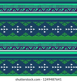 African seamless pattern vector illustration. Colorful abstract drawing ready for fashion textile print and wrapping. Bohemian aztec trendy colors.