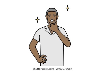 African senior man in a confident pose, Vector Illustration