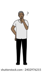 African senior man nodding his head in question, Vector Illustration