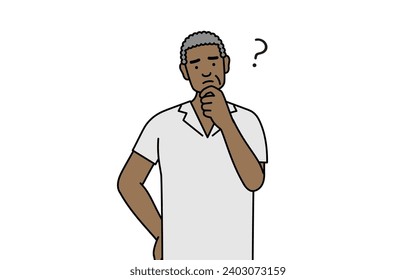 African senior man nodding his head in question, Vector Illustration