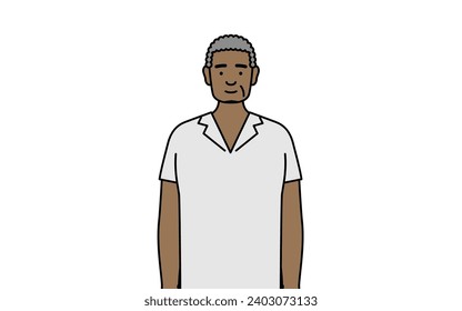 African senior man with a smile facing forward, Vector Illustration