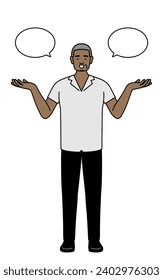 African senior man with wipeout and comparison, Vector Illustration