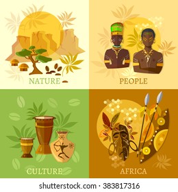 África ambientó la cultura y las tradiciones africanas tribus ilustración vectorial