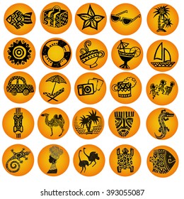 African Seth. African infographics Tribal set. Travel set. Hand drawn illustrations