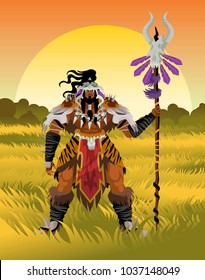 african shaman warrior character