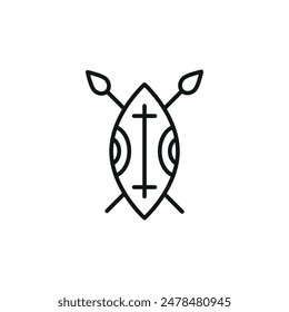 African shield and spears icon. Simple African shield and spears icon for social media, app, and web design. Vector illustration