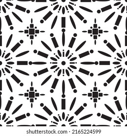 African Shweshwe Design Pattern in Black and White for Fabric and Textile Print