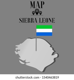 African Sierra Leone outline world map silhouette vector illustration, creative design background, national country flag, objects, element, symbols from countries all continents set.