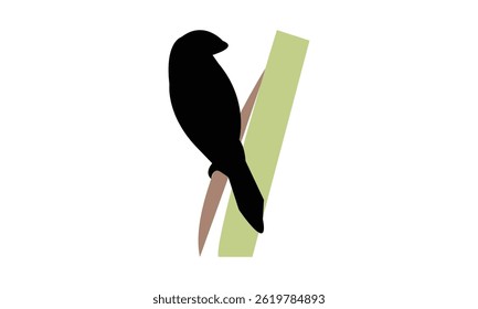 African silverbill bird Silhouette Design  And Vector Illustration. 