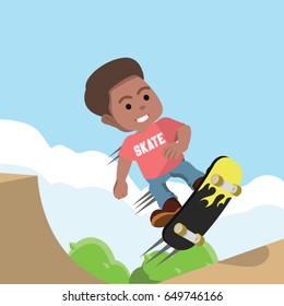 african skater boy doing trick