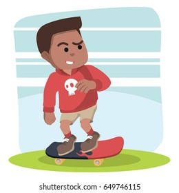 african skater boy speeding up 
