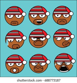 African Smiley face icons vector illustration