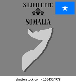 African Somalia outline world map silhouette vector illustration, creative design background, national country flag, objects, element, symbols from countries all continents set.