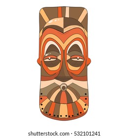 African striped mask on a white background. Vector design element.