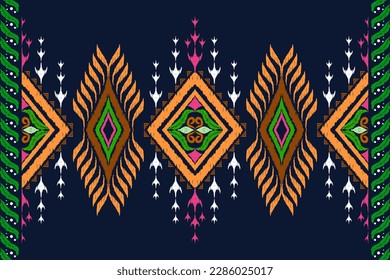 African style, Aztec Ikat paisley embroidery, Navajo geometric, Embroidered ethnic seamless pattern, Aztec and tribal motifs, Striped ornament hand drawn, Vector bohemian and Istanbul style. 