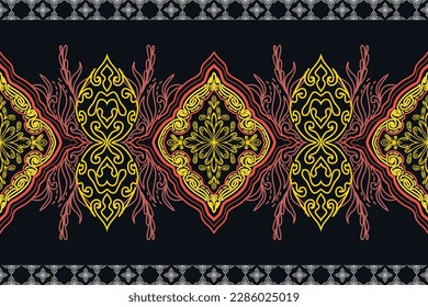 African style, Aztec Ikat paisley embroidery, Navajo geometric, Embroidered ethnic seamless pattern, Aztec and tribal motifs, Striped ornament hand drawn, Vector bohemian and Istanbul style. 