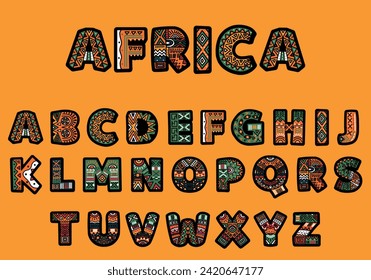 African style color alphabet. vector illustration