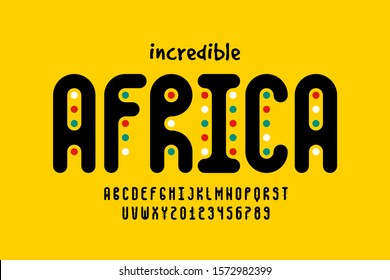African Style Font Design, Alphabet Letters And Numbers, Vector Illustration