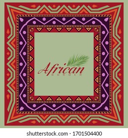 African Style Frame Border With Copyspace For Your Design. Vector Illustration. Thick Rectangle Border.