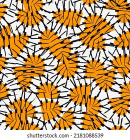 African style seamless pattern. Bright ethnic, tribal ornament. Floral motif ornamental background. Ankara wax inspired fabric, cloth, textile print, digital paper. Freehand design abstract wallpaper