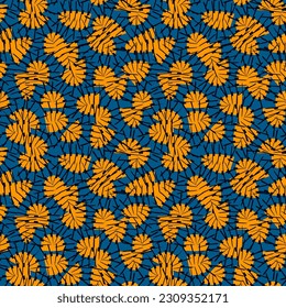 African style seamless pattern. Bright ethnic, tribal ornament. Floral motif ornamental background. Ankara wax inspired fabric, cloth, textile print, digital paper. Freehand design abstract wallpaper
