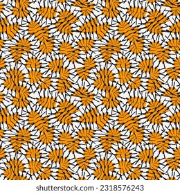 Patrón sin fisuras de estilo africano. Ornamento étnico brillante, tribal. Motivos florales de fondo ornamental. Tela inspirada en la cera de ankara, tela, imprenta textil, papel digital. Papel de pantalla abstracto de diseño de mano libre