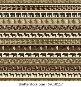 African style seamless pattern with wild animals.