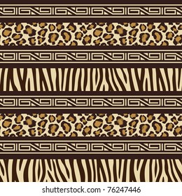 African style seamless pattern with wild animals skins