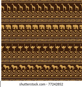 African style seamless pattern with wild animals.