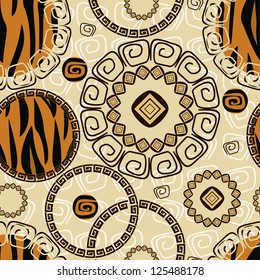 African style seamless with tiger skin pattern