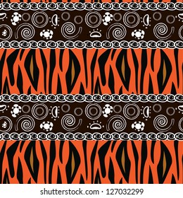 African style seamless with tiger skin pattern