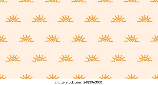 African sun symbols ethnic seamless pattern. Tribal geometric background texture. Hand drawn ornament print. Vector illustration. Decorative fashionable abstract geometry backdrop. Retro style