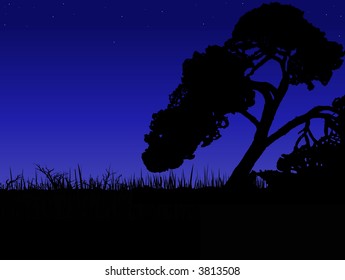 African Sunset - formato vectorial de silueta arbórea