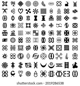 Afrikanische Symbole adinkra für Stoff, Logo einzeln auf weißem Hintergrund. Vektorgrafik