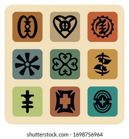 African symbols, adinkra icon set vector illustration