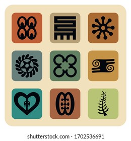 African symbols, adinkra icon set vector illustration