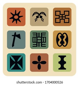 African symbols, adinkra icon set vector illustration