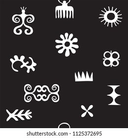 African symbols, pattern with tribal icons, hieroglyph, ancient design