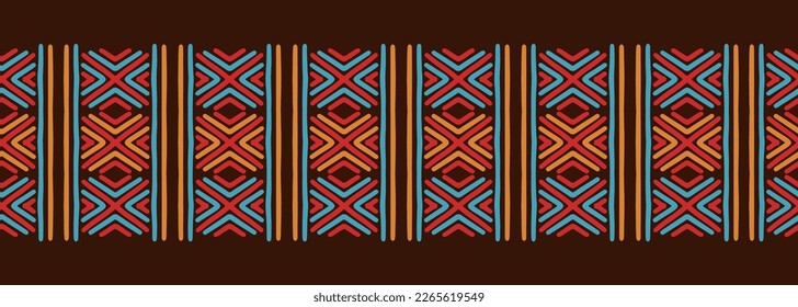 Patrón de símbolos africanos sin fisuras, dibujo étnico tribal. Fondo de textura de grunge dibujado a mano. Ilustración vectorial para la impresión textil de moda.