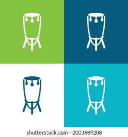 African Tall Drum With Stand Flat four color minimal icon set