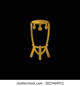African Tall Drum With Stand gold plated metalic icon or logo vector