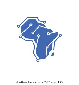 ilustración de vector de circuito de línea tecnológica africana, plantilla de diseño de logotipo africano